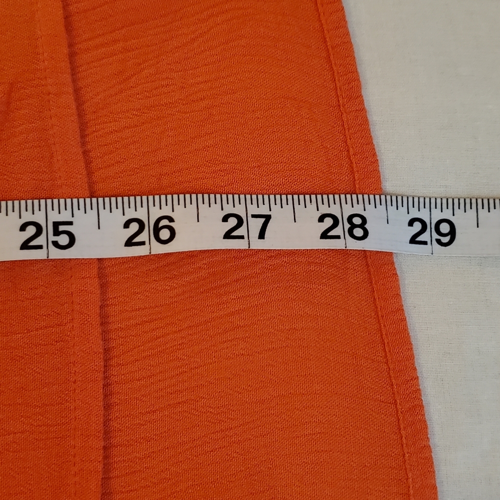 Eloquii Coral Orange Long Sleeve Flowy Boho Blouse with front tie Loose … - Picture 10 of 10